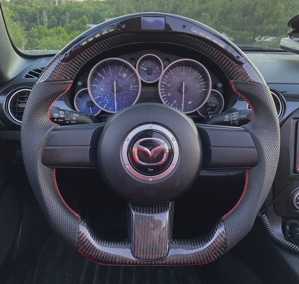 Carbon Fiber/Leather Steering Wheel With LED Screen For Miata NC