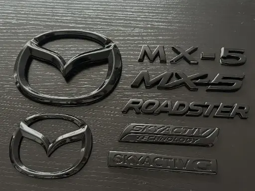 [AL-LG9-ND-GB] Glossy Black 7 Pieces Mazda Emblems Set For Miata ND1/ND2/ND3