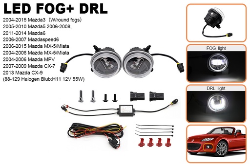 [CM-DF1-NC] Daytime Running Lights + Fogs Units for Miata NB and NC